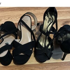 2 pair woman’s black dressy  sandals size 6